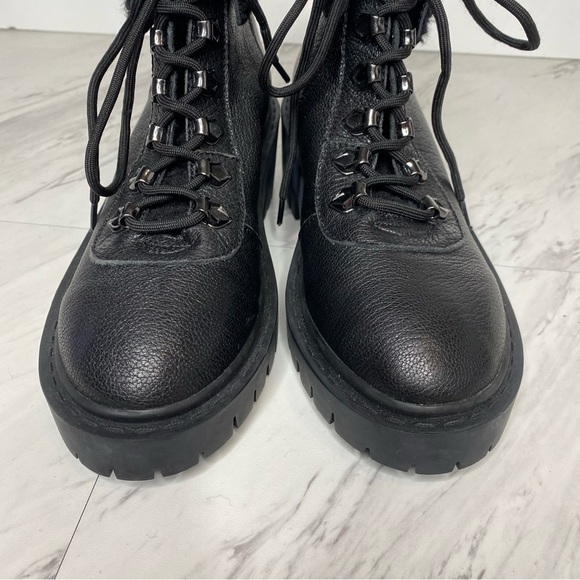 New! Kelsi Dagger Brooklyn Faux Fur Lace Up Black Boot 8 - Picture 10 of 14
